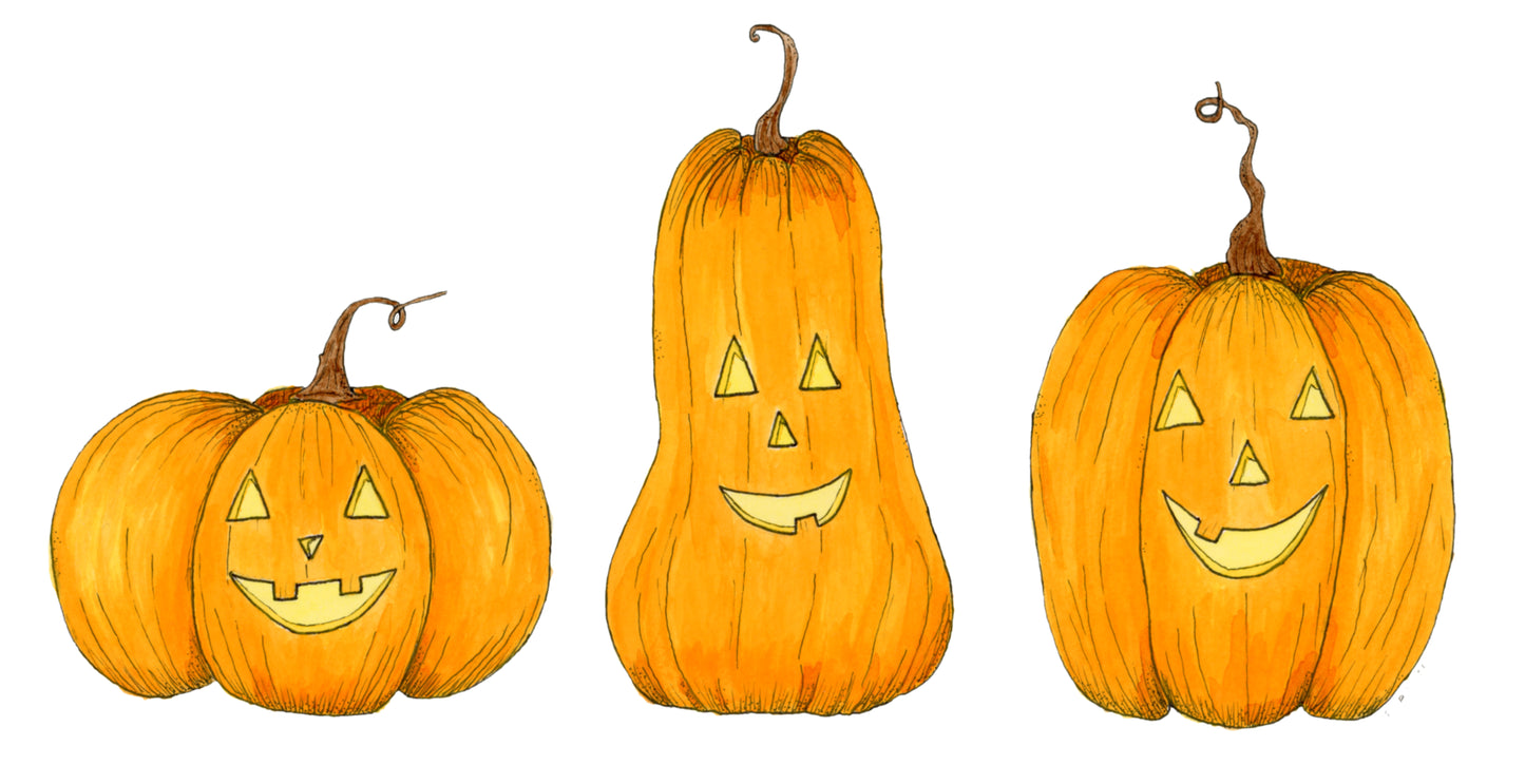 Three Little Jack O' Lanterns Print